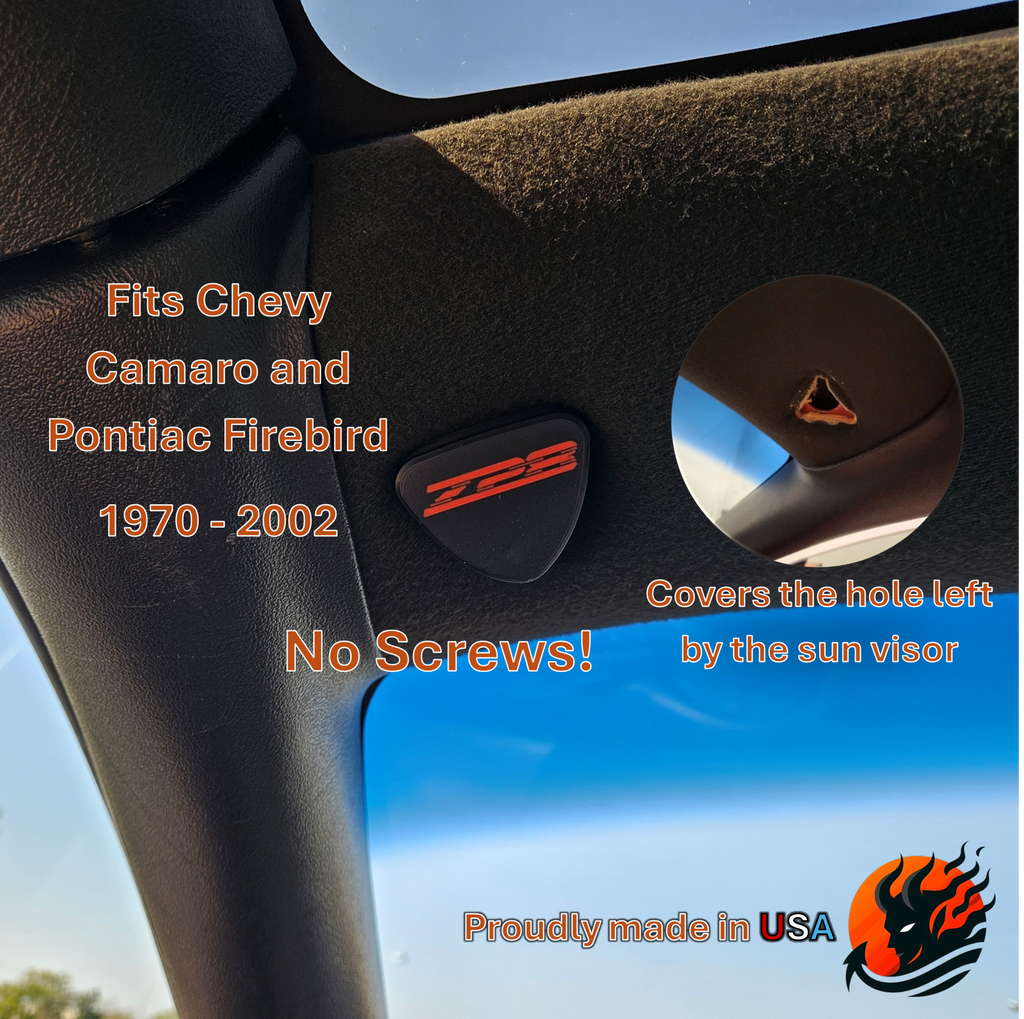 sun visor delete plate z28 camaro ss fourth gen firebird trans am pontiac chevy 4th generation 1982 1992 1993 2002 ws6 1977 2010 2016 v8 5.7L restore rebuild mods replacement 82 92 93 02 1